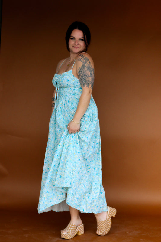 Maxi Blue Floral Dress