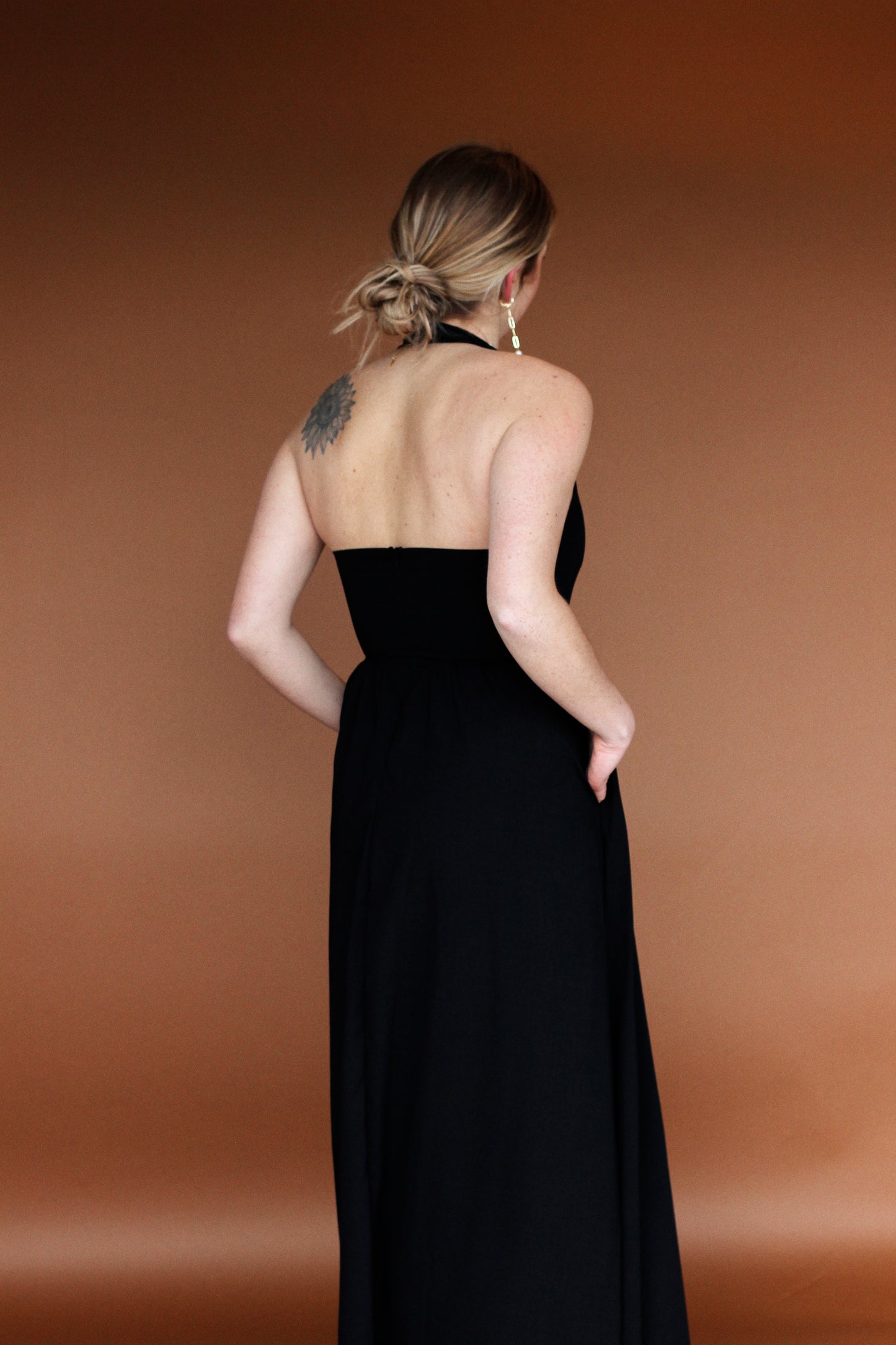 Black Halter Maxi Dress S-XL