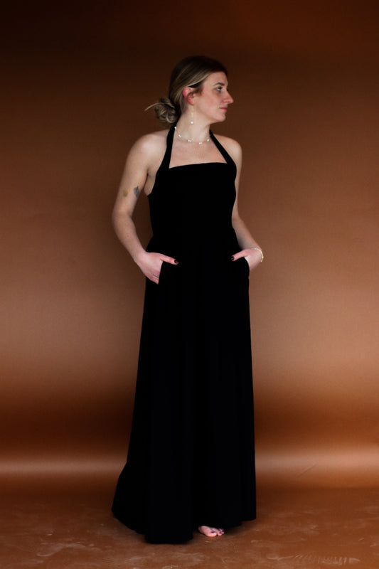 Black Halter Maxi Dress S-XL