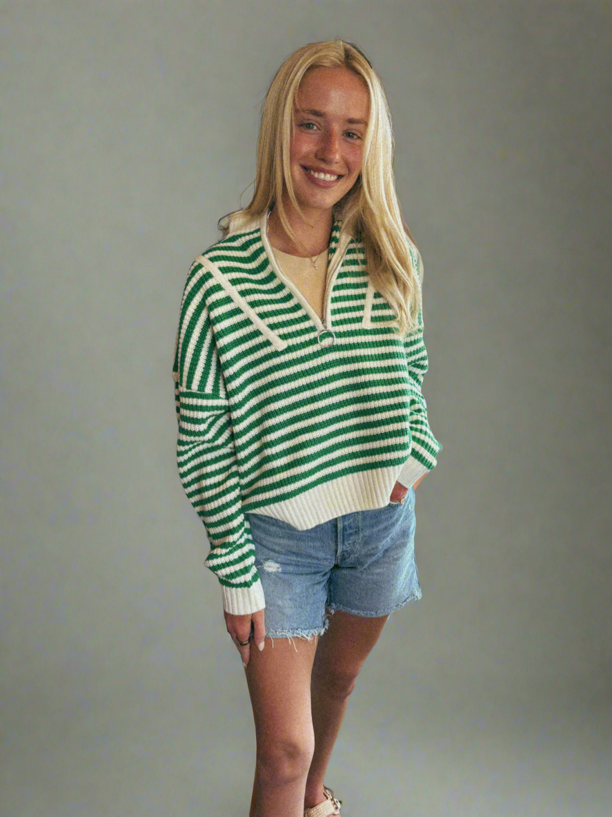 Green stripe sweater