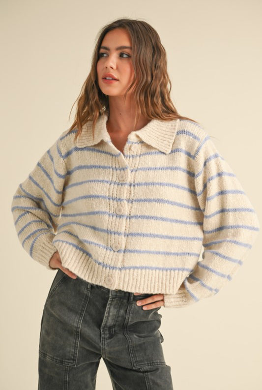 Stripe Collar Cardigan