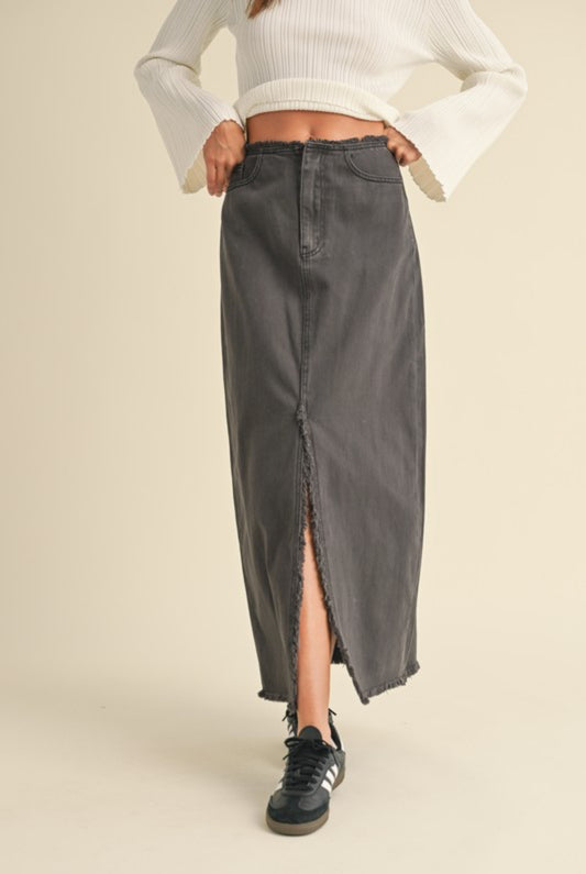 Denim midi skirt