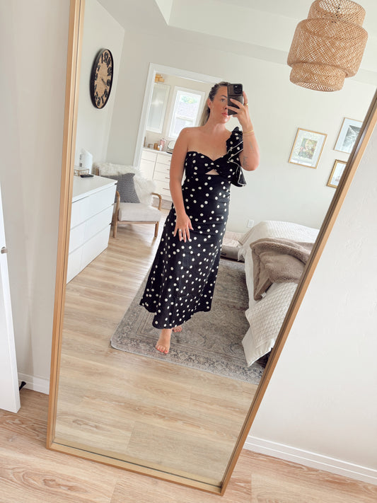 Polka Dot One Shoulder Dress